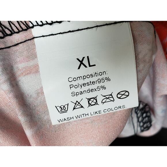 Women's Button Down Shirt XL Red & White Polyester Long Sleeve Stretch Collared - Picture 3 of 11